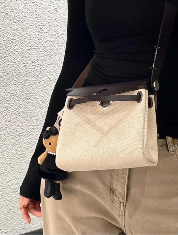 GPC Mode Mini herbag Canvas & Leather ebony & White Silver Hardward 20cm Full Handmade
